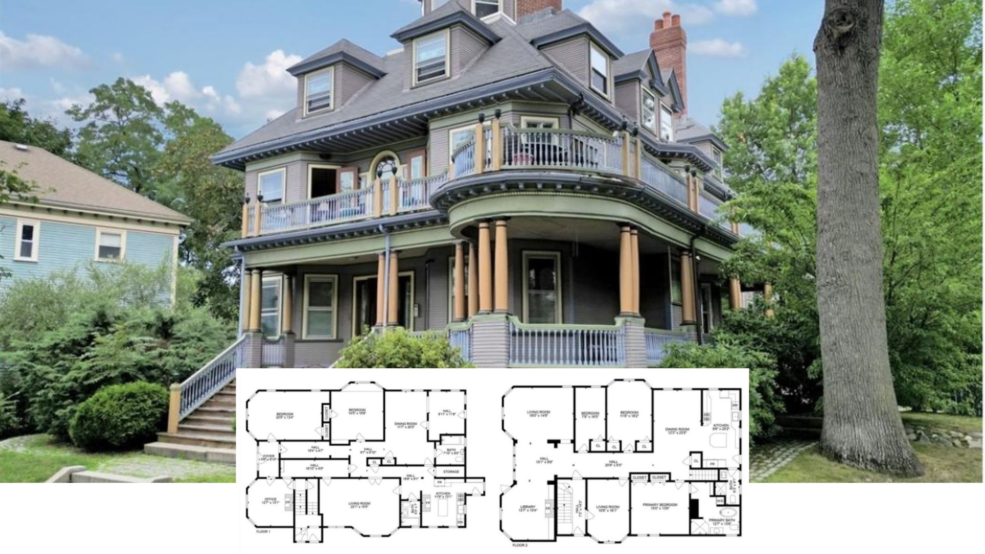 Tour This Enchanting 5-Bedroom Victorian With Turrets, Wraparound Porch, and Rooftop Deck (4,800 Sq. Ft.)