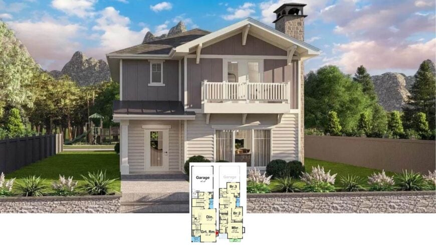 Step Inside This Balcony-Topped Craftsman with a Storybook Stone Chimney (Floor Plan)