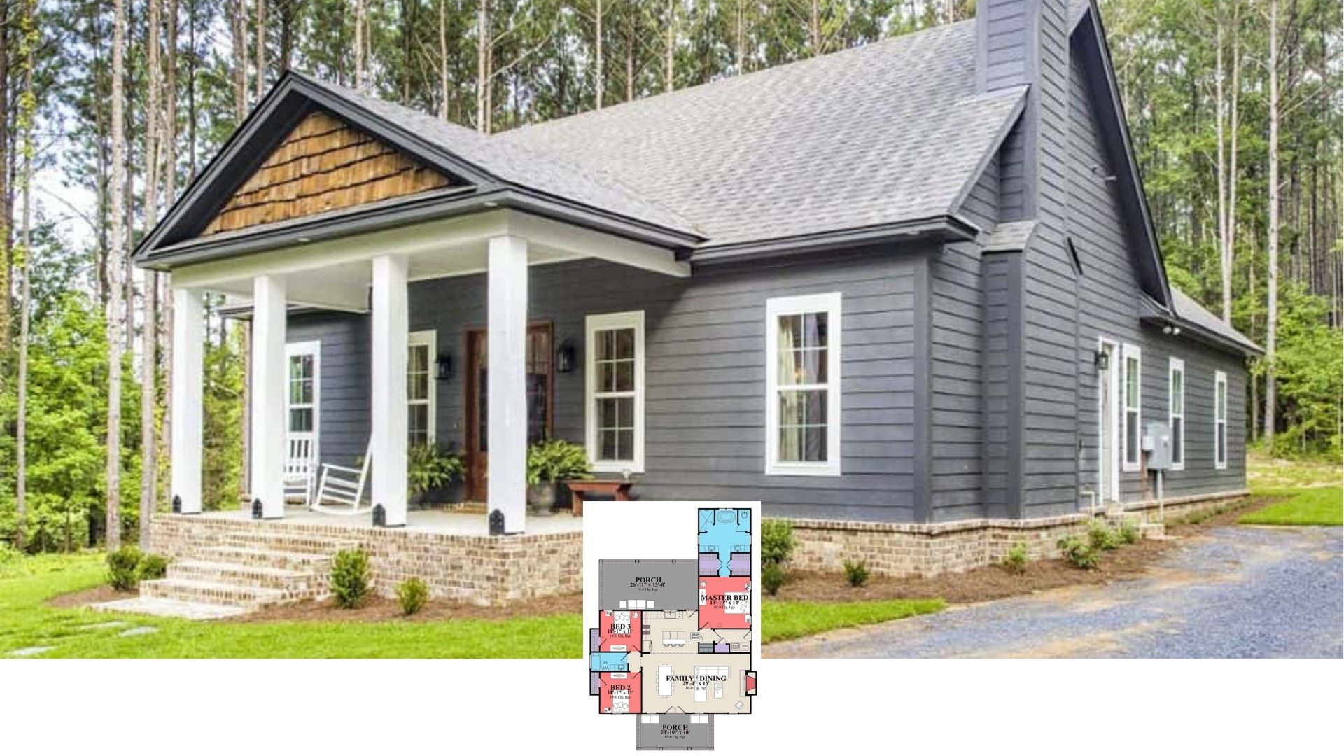 Step Inside This 3-Bedroom, 1,631-Sq.-Ft. Craftsman Bungalow Nestled Among Towering Pines (Floor Plan)