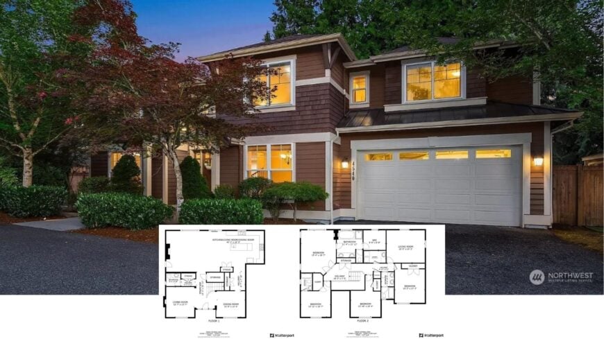 Twilight Tour: Explore This 4-Bedroom Craftsman Haven with Shingle Detailing and Woodland Views