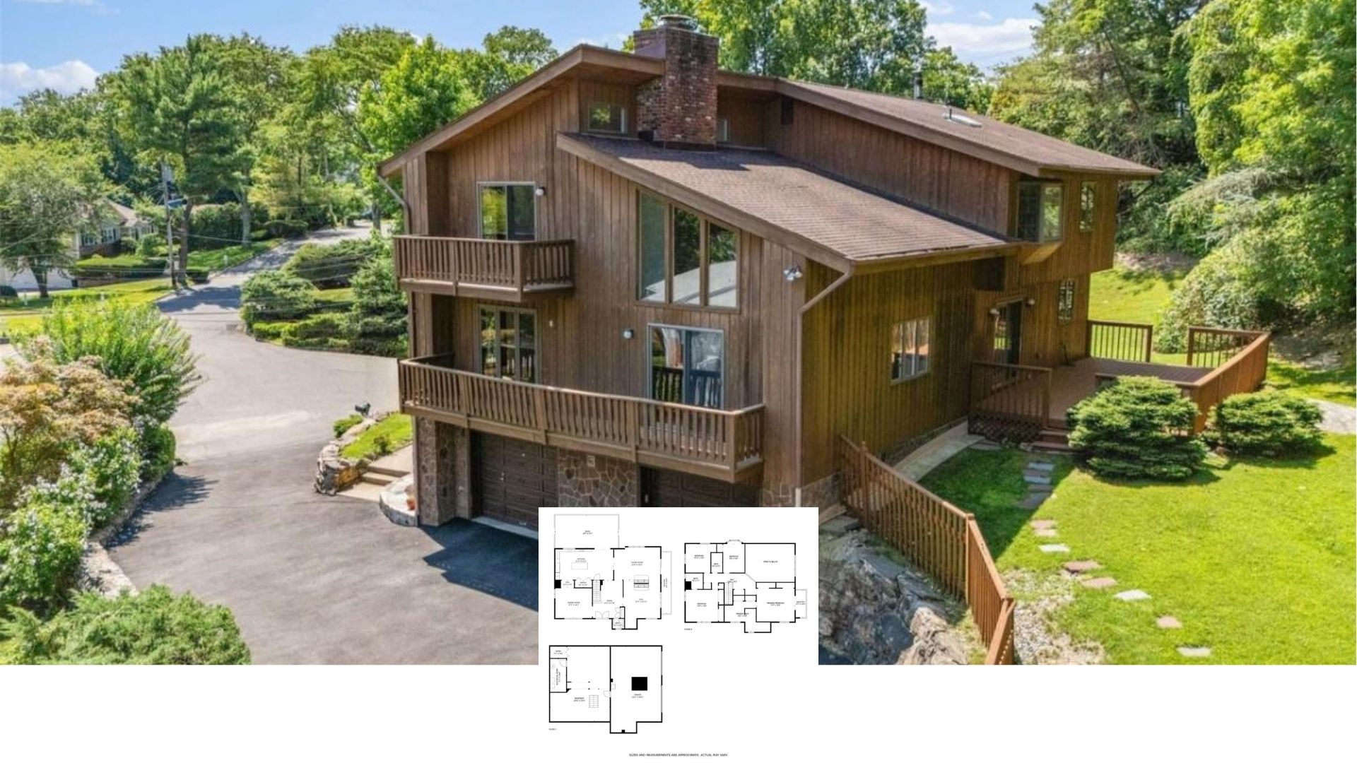 Tour This Striking 4-Bedroom Wood-Clad Retreat with Angled Rooflines and Stacked Balconies