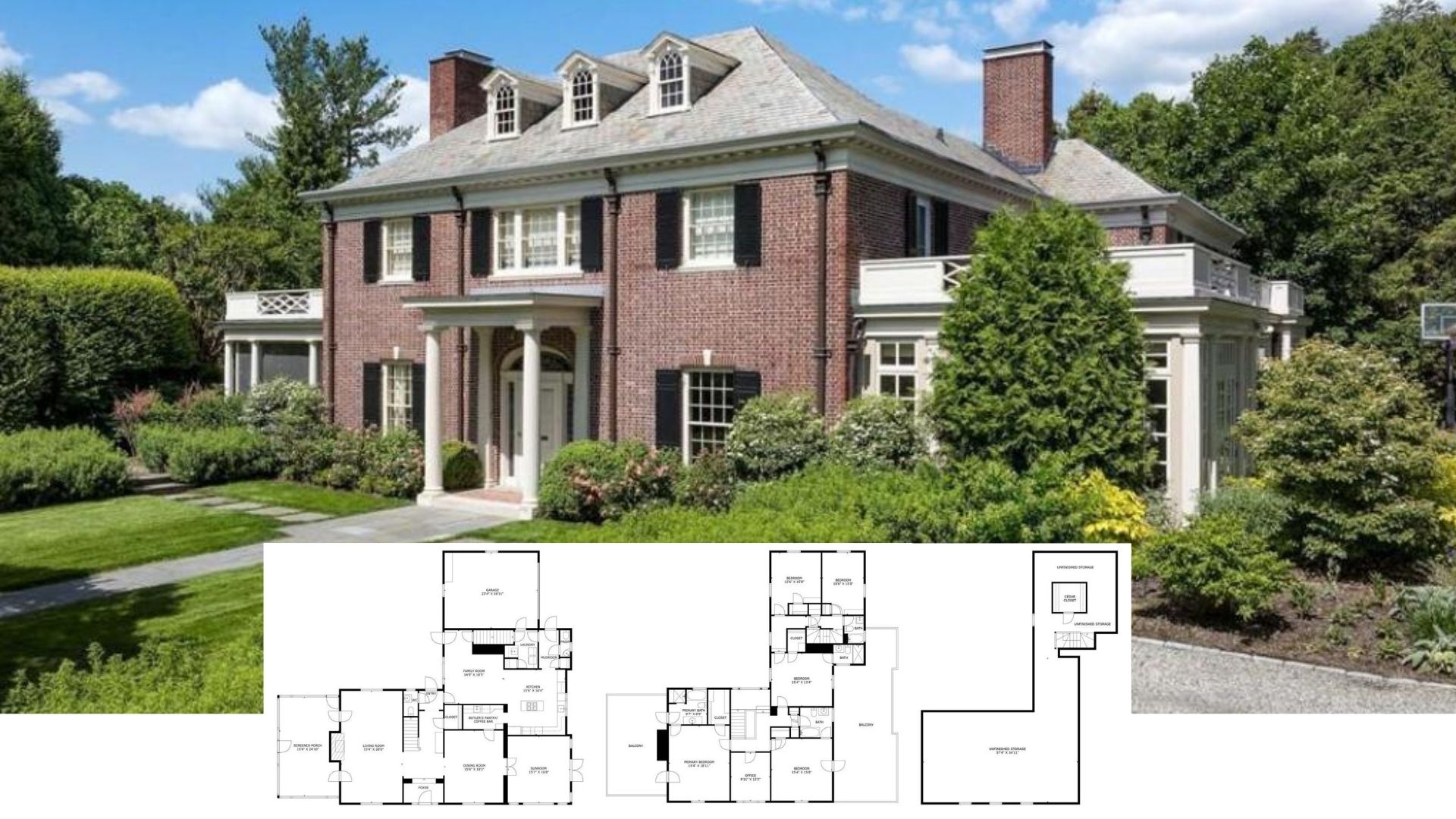 Tour This Stately 4-Bedroom Brick Colonial with Sunroom Retreat and Dual Balconies (Floor Plan)