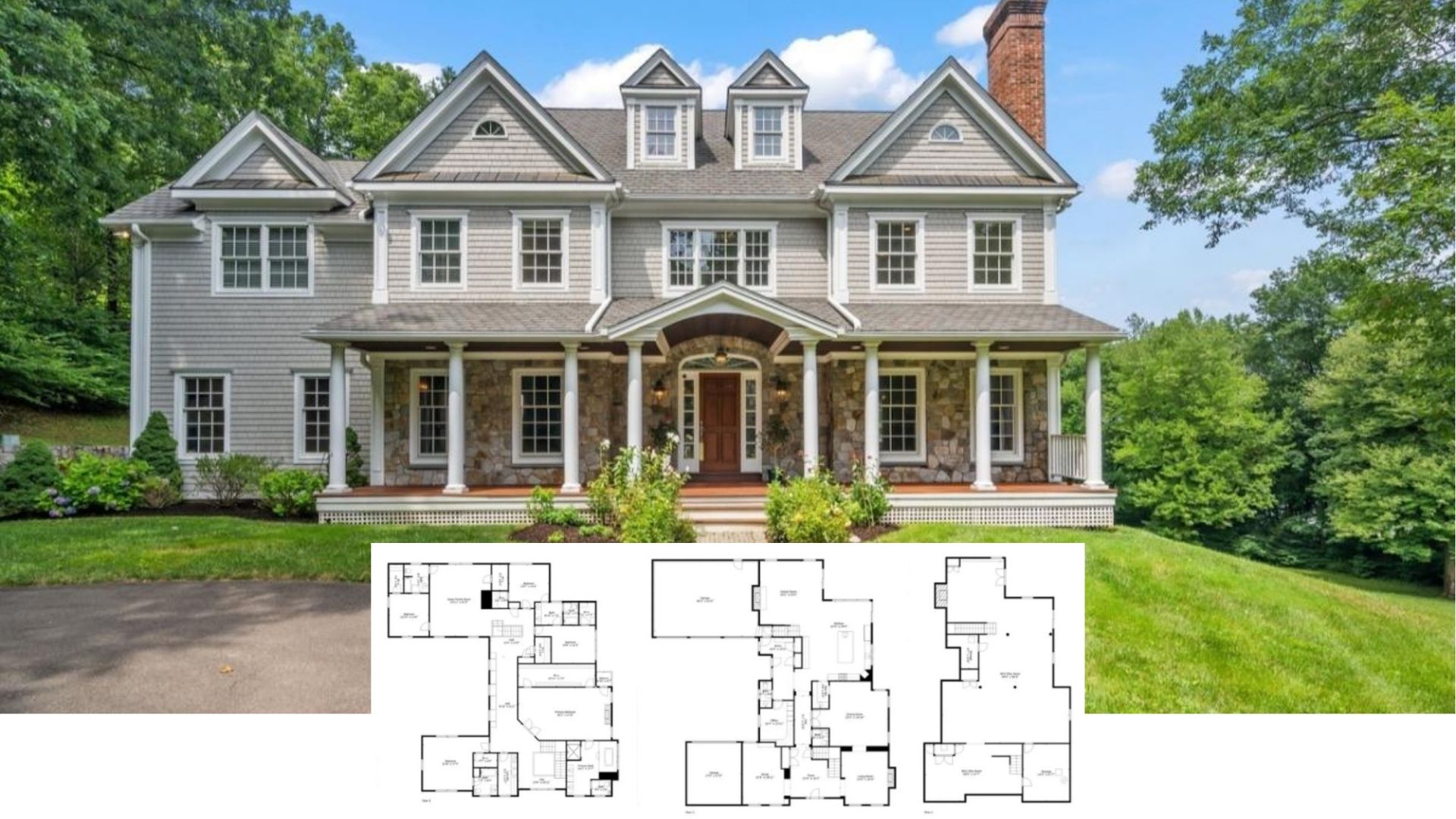 Tour This Stately 5-Bedroom Colonial Revival with Stone Accents and Wraparound Porch (≈6,200 Sq. Ft. Floor Plan)