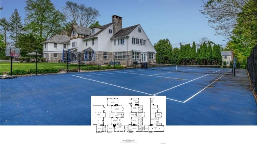 Tour This Grand 5-Bedroom Craftsman Manor With Its Own Tennis Court and Four-Level Floor Plan