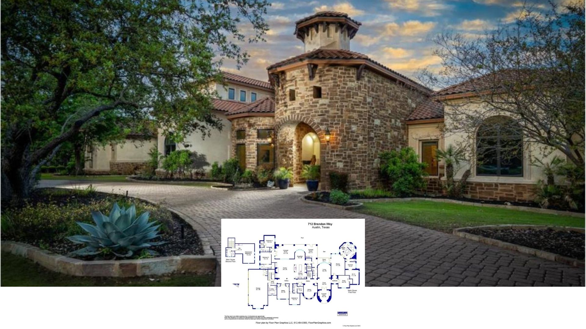 Tour This 5,800-Sq.-Ft. Tuscan Villa with a Show-Stopping Stone Tower and Infinity Pool (Floor Plan)