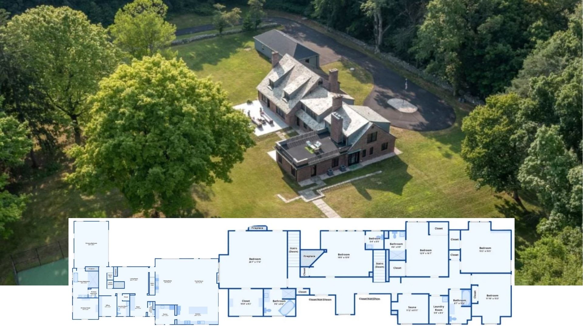 Tour This Grand 6-Bedroom Brick Manor with Pool, Tennis Court, and Slate Roof (Approx. 8,000 Sq. Ft.)