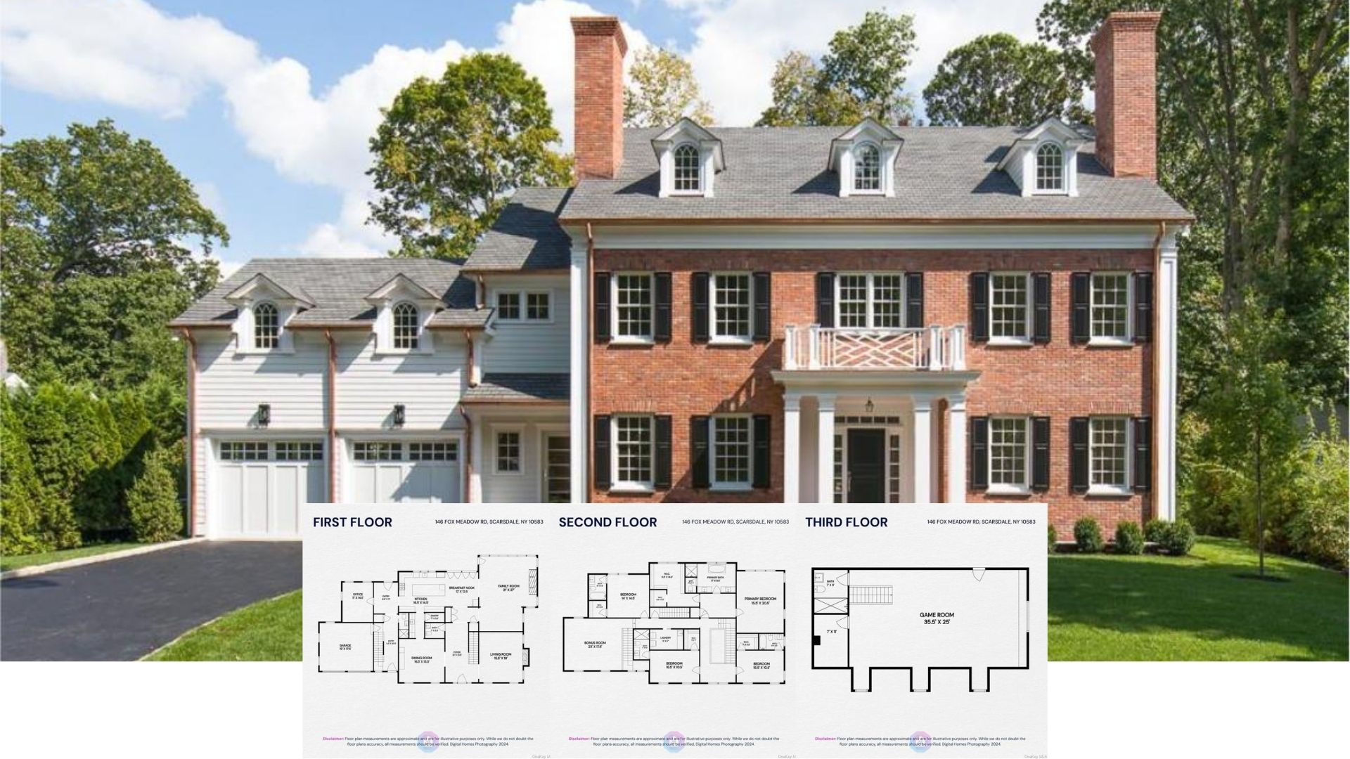 Tour This Stately 4-Bedroom Colonial Revival with Brick Facade, Dormer Windows, and a Bonus Third-Floor Game Room (≈4,800 Sq. Ft. Floor Plan)
