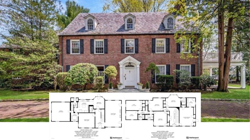 Tour This 4,500-Sq-Ft Brick Colonial Crowned by Dormer Windows and Packed With 4 Bedrooms (Floor Plan)