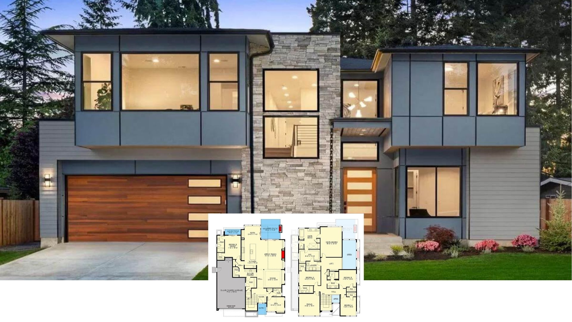 Tour This Light-Filled 5-Bedroom Contemporary Home Wrapped in Stone and Glass (3,950 Sq. Ft. Floor Plan)