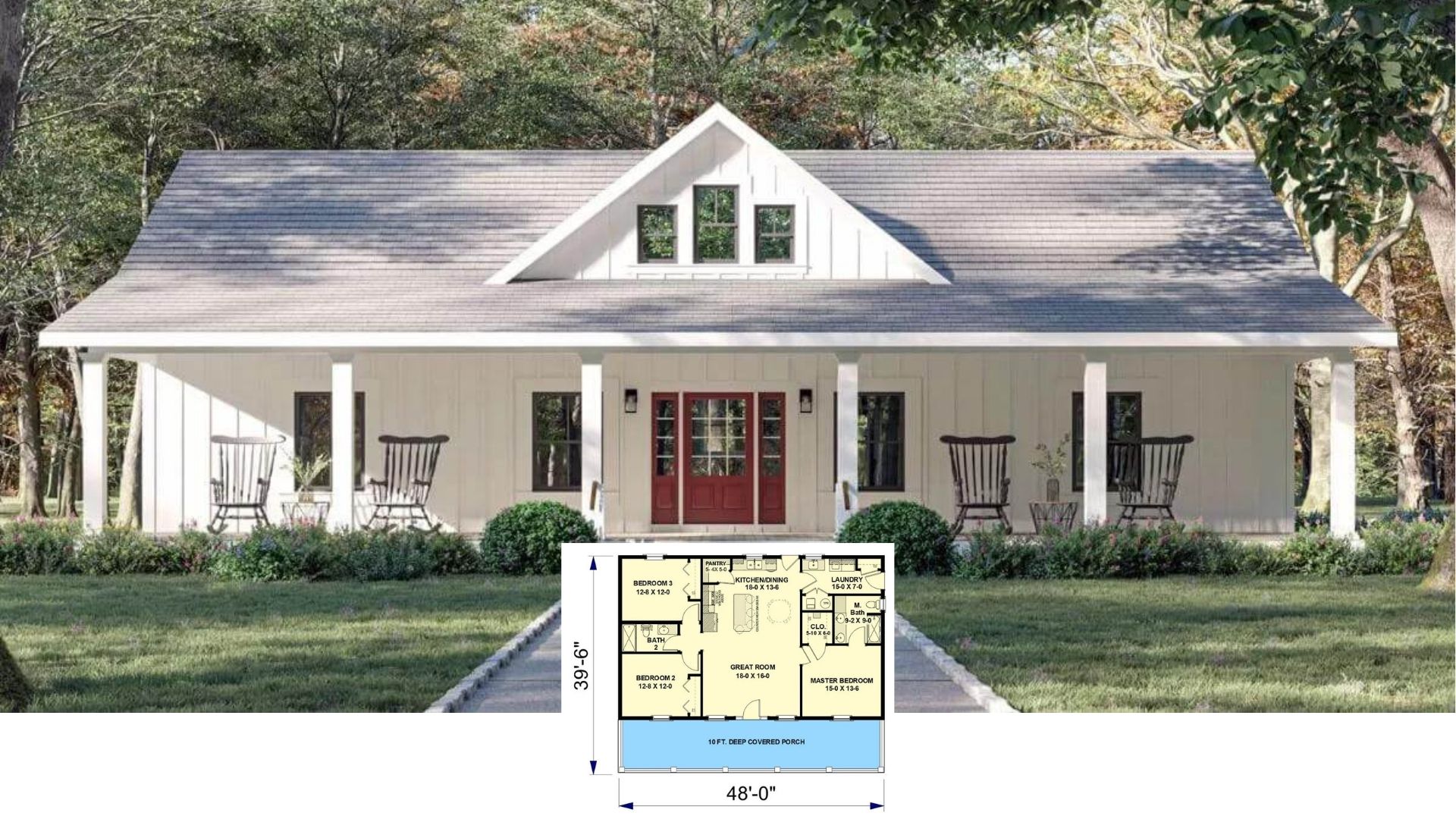 Step Onto the Porch of This 1,950-Sq-Ft, 3-Bedroom Craftsman Cottage—Rocking Chairs Included