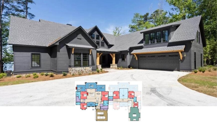 Step Inside This 3,100-Sq-Ft Dark-Sided Craftsman with Wraparound Porch and Sky-High Stone Fireplace (Floor Plan)