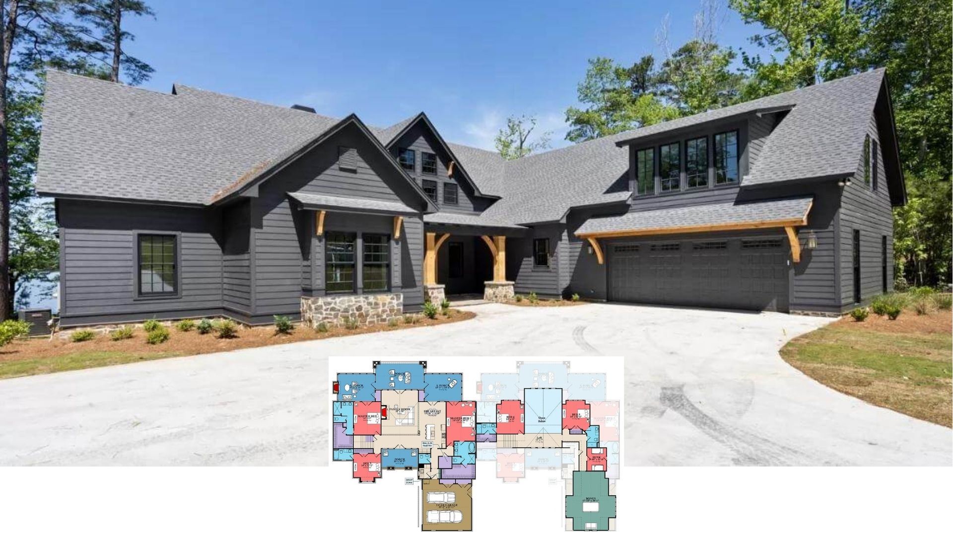 Step Inside This 3,100-Sq-Ft Dark-Sided Craftsman with Wraparound Porch and Sky-High Stone Fireplace (Floor Plan)