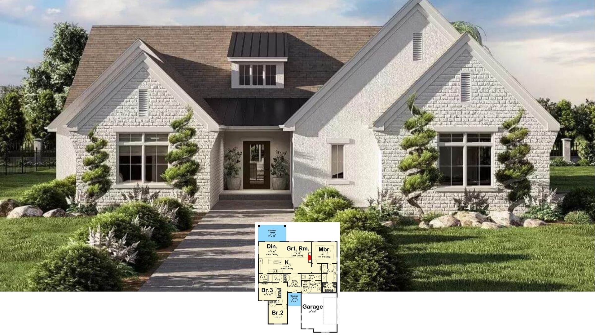 Tour This Beautiful 3-Bedroom Craftsman Home with Striking Brickwork and Garden Pathways