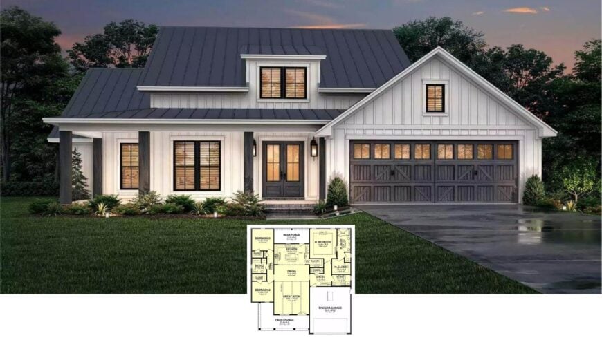 Tour This 1,980 Sq. Ft. Board-and-Batten Craftsman with a Spacious Great Room and Metal Roof (3-Bed, 2-Bath Floor Plan)