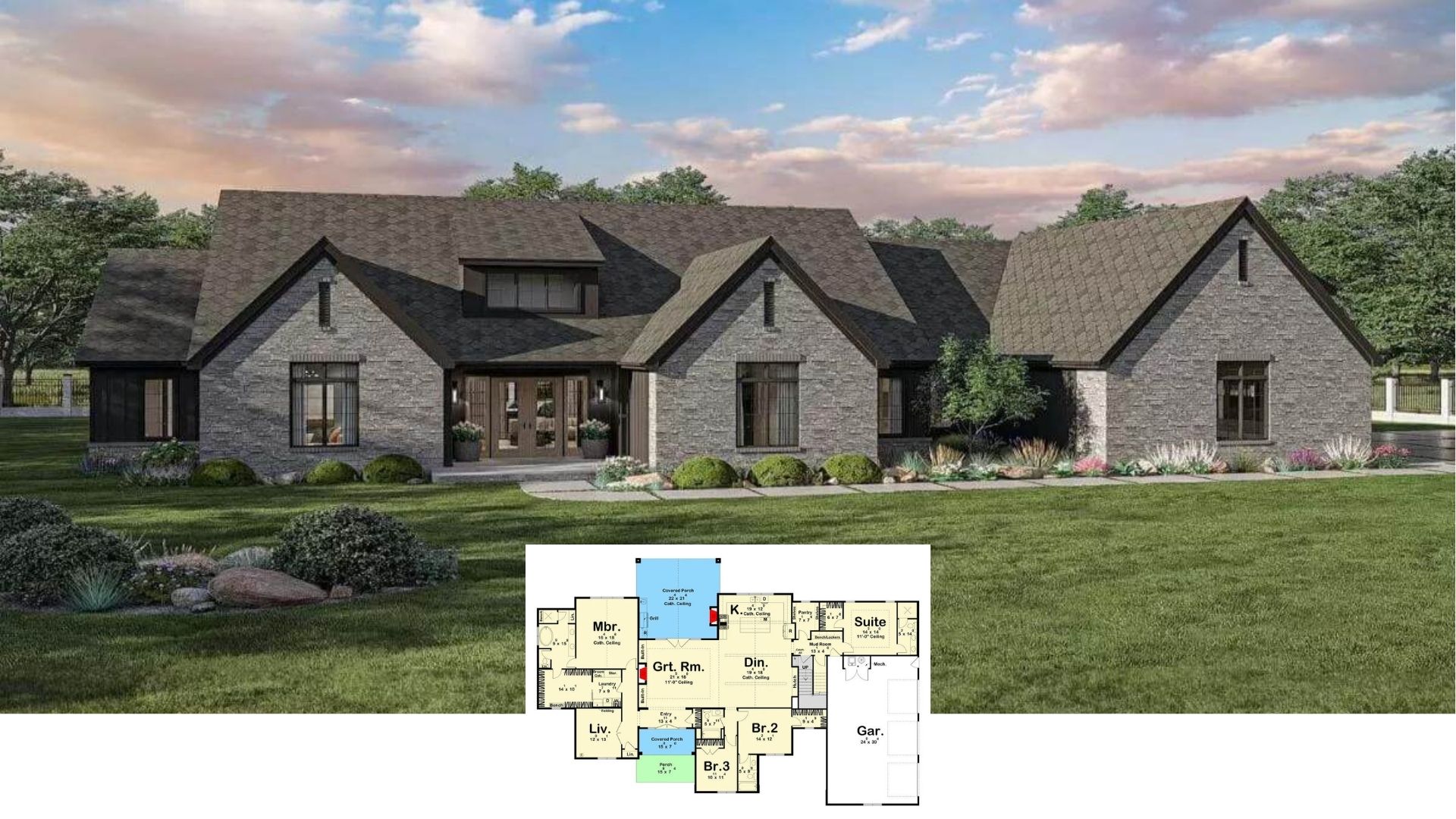 Take a Tour of This 2,900-Sq-Ft Gabled Craftsman with Dual Porches and Poolside Patio (Floor Plan)