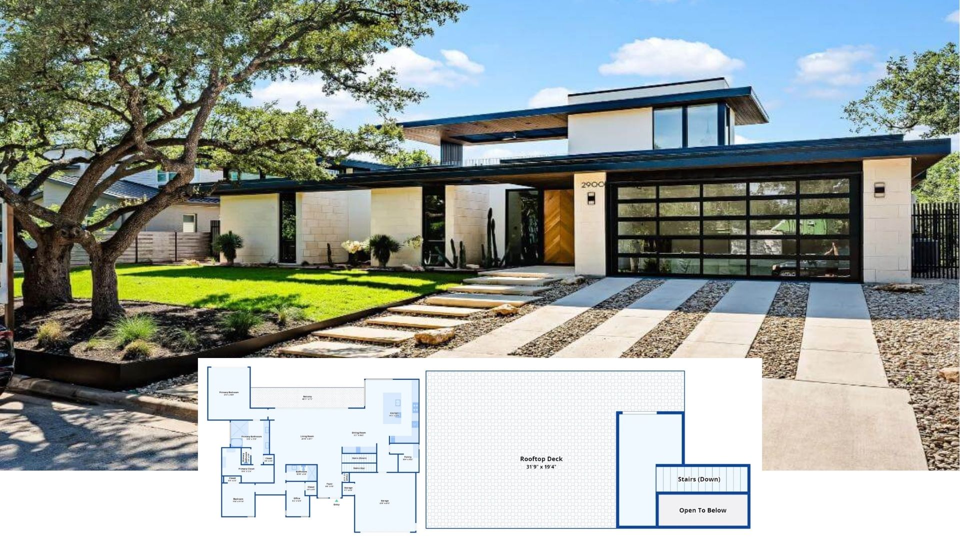 Tour This 2,600-Sq-Ft Contemporary Stunner with Rooftop Deck, Sauna, and Jet-Black Garage Door