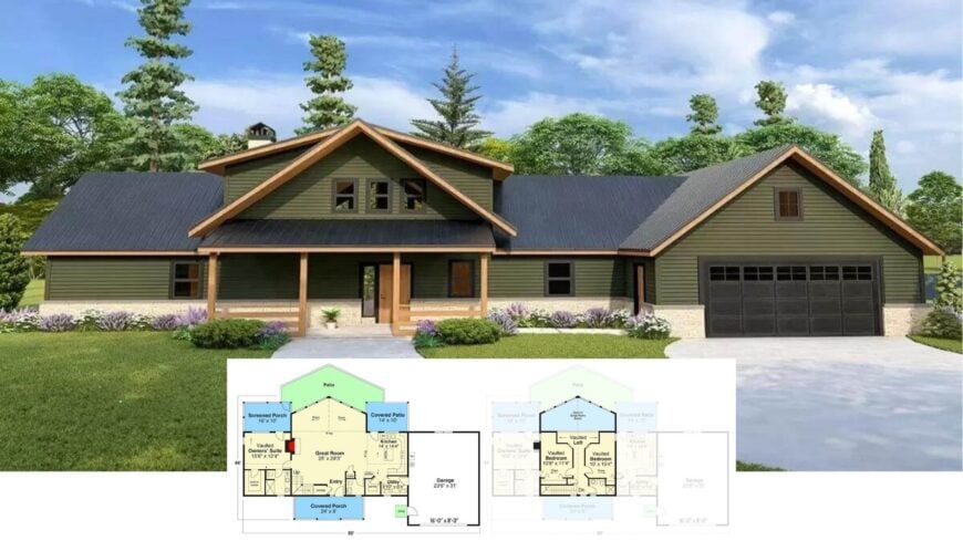 Step Inside This 2,520-Sq.-Ft., 3-Bedroom Modern Craftsman with a Vaulted Great Room and Wraparound Porch (Floor Plan)