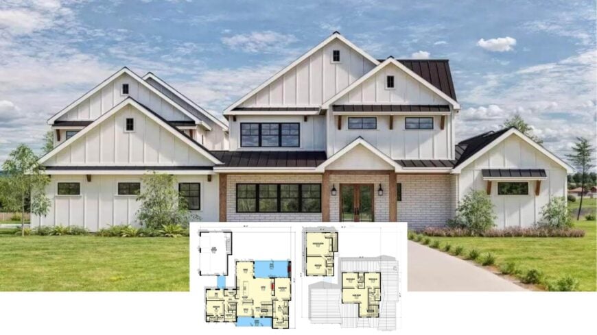 Step Inside This 3-Bedroom, 3.5-Bath Contemporary Farmhouse with Dual Wings and a Game Room (Approx. 3,700 Sq. Ft. Floor Plan)