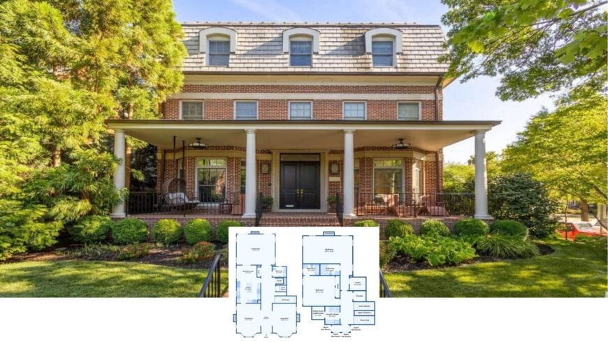 Tour This 4-Bedroom, 4.5-Bath Brick Estate with Elevator, Dual Fireplaces, and a Game-Ready Basement