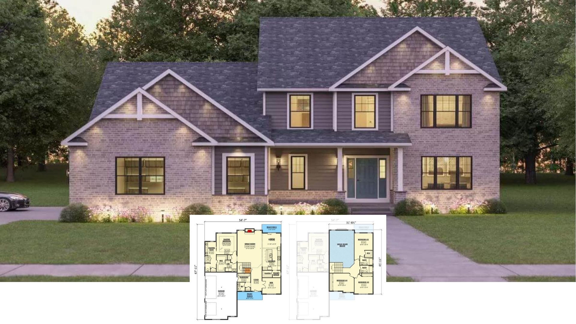Tour This 3,100-Sq.-Ft. 4-Bedroom Brick Craftsman with a Dramatic Two-Story Great Room