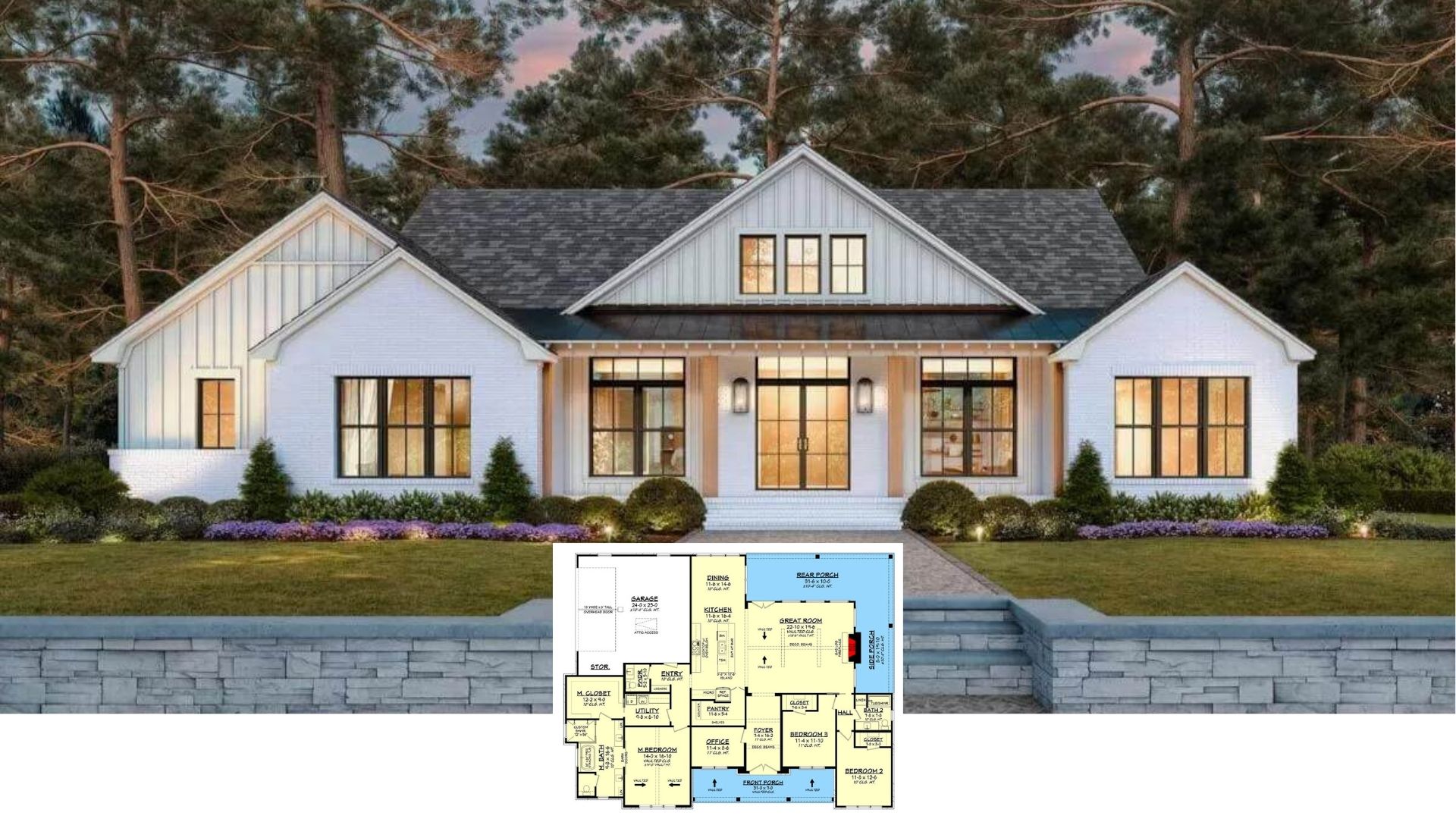 Tour This Picture-Perfect 3-Bedroom Craftsman Home with a Symmetrical Facade and Vaulted Great Room (Floor Plan)