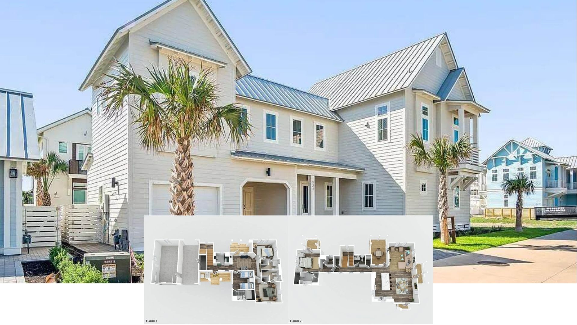 Step Inside This Sun-Splashed 3-Bedroom Coastal Haven with Metal Roof and Palm-Framed Porch (Floor Plan)