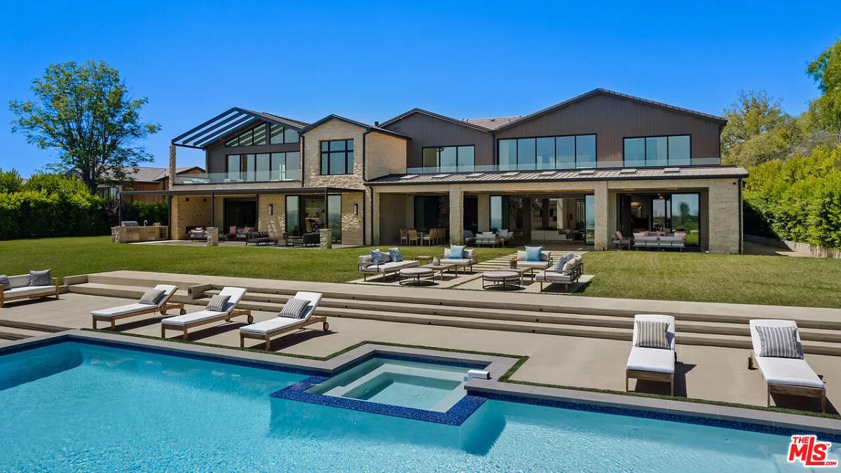 Rear view of the 16,779 Sq. Ft. Estate in Hidden Hills, CA.
