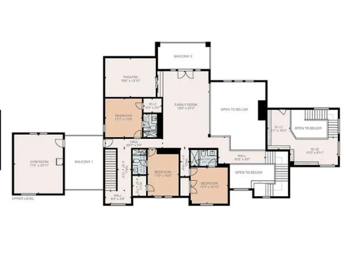 Floor plan of the house - upper level