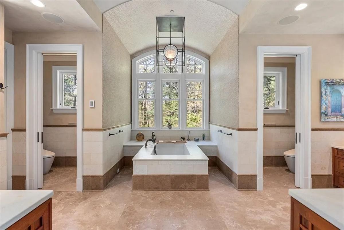Bathroom with a soaking tub.