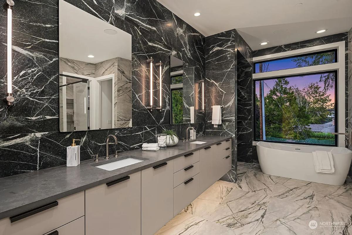 Bathroom with a soaking tub.