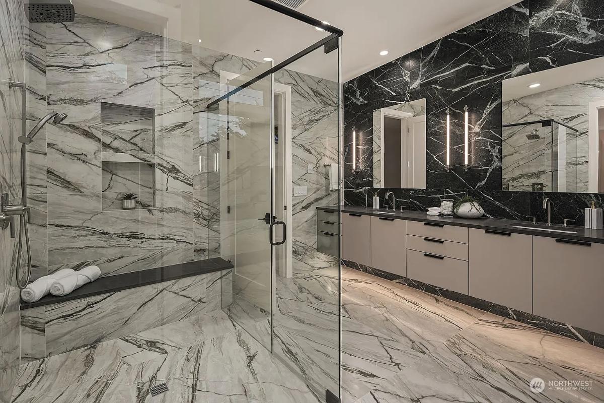Bathroom with a walk-in shower.