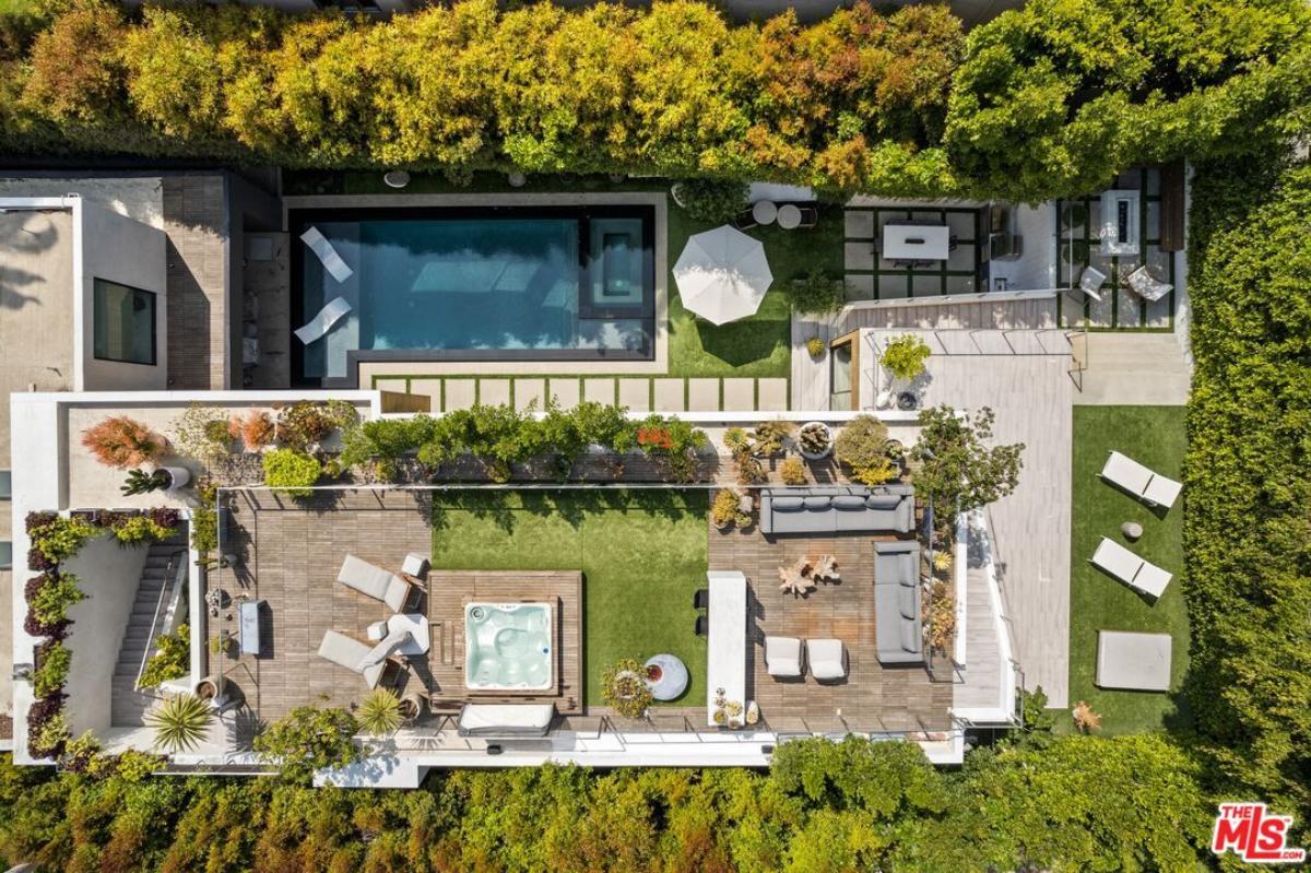Aerial top view of the mansion.
