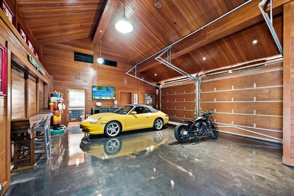 Garage with automatic door opener.