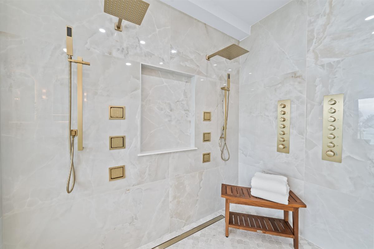 Bathroom with a shower.