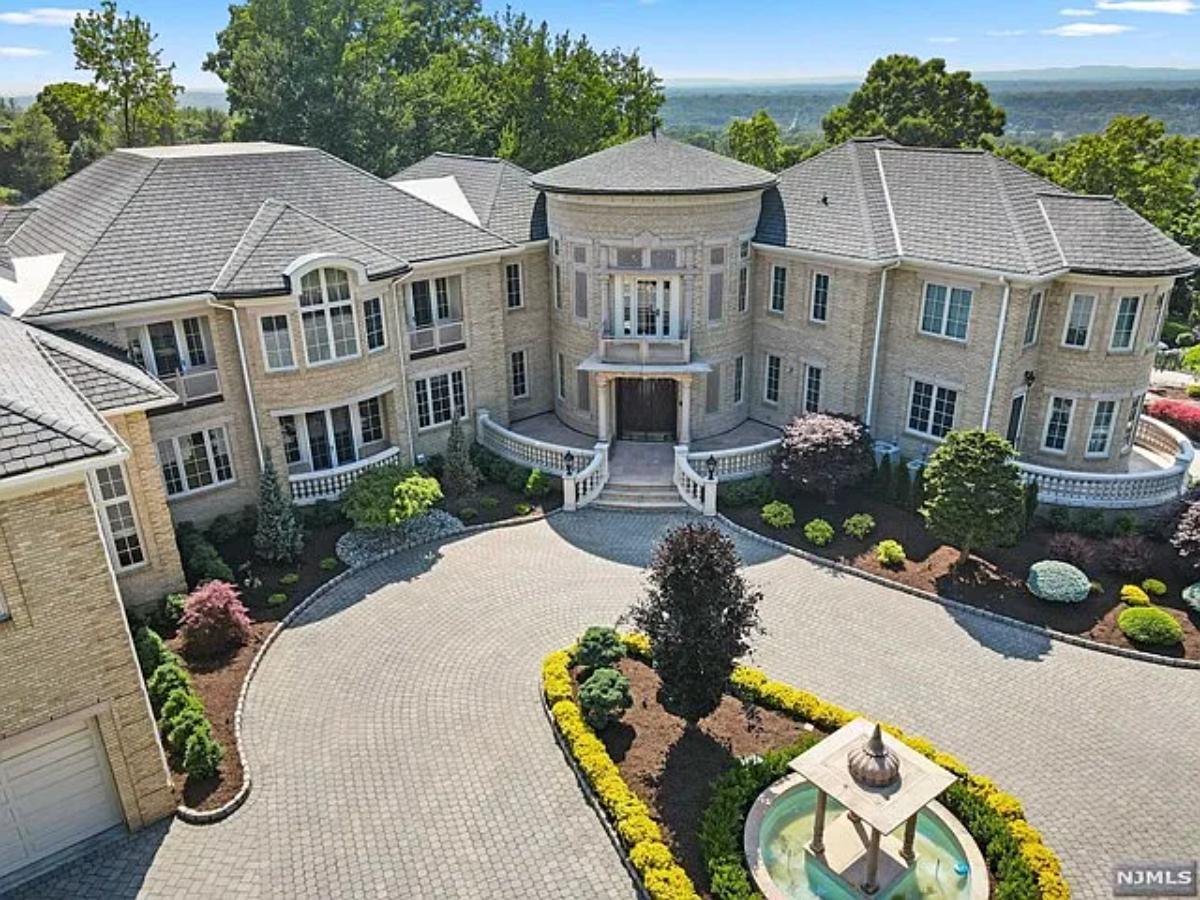 Aerial front view of the mansion.