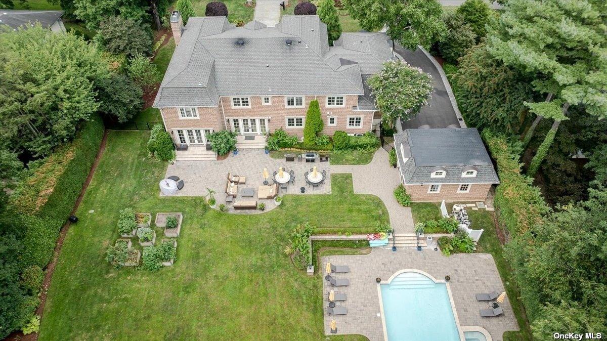 Aerial rear view of the property.