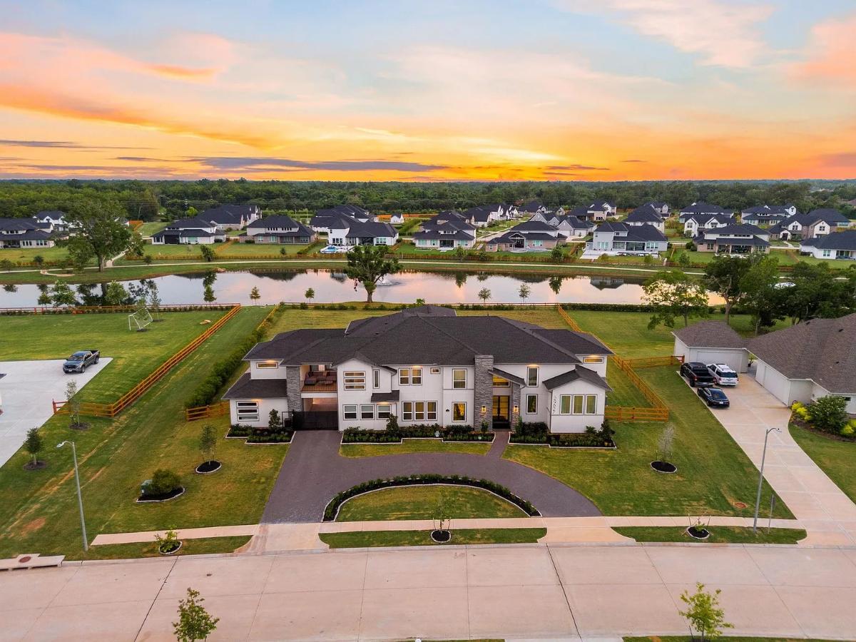 Aerial front view of the mansion.