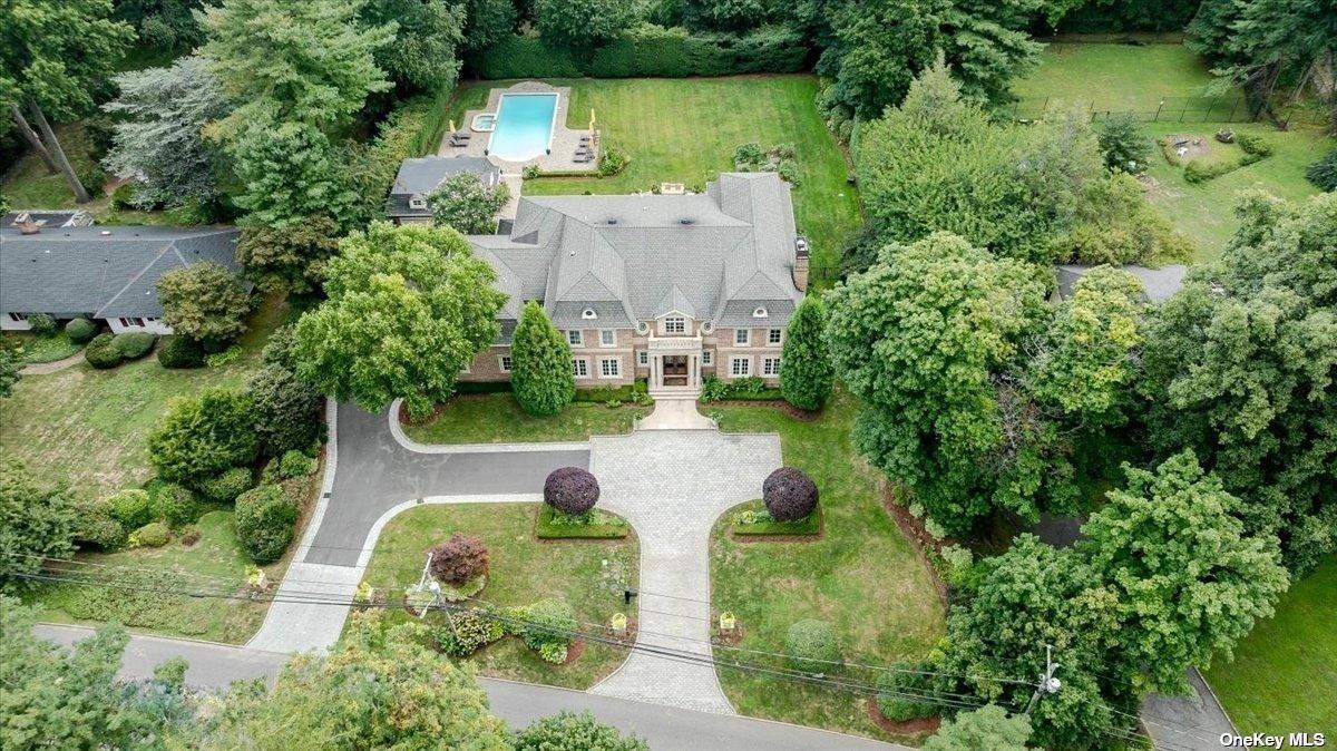 Aerial front view of the property.