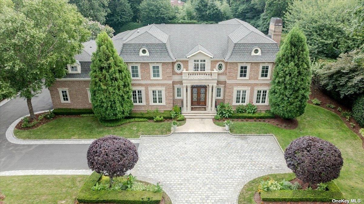 Aerial front view of the property.