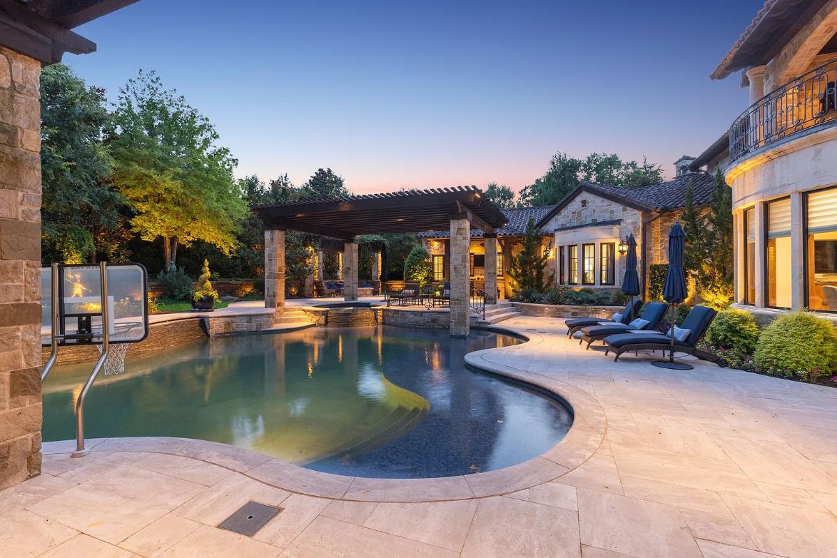 Pool with a pergola.