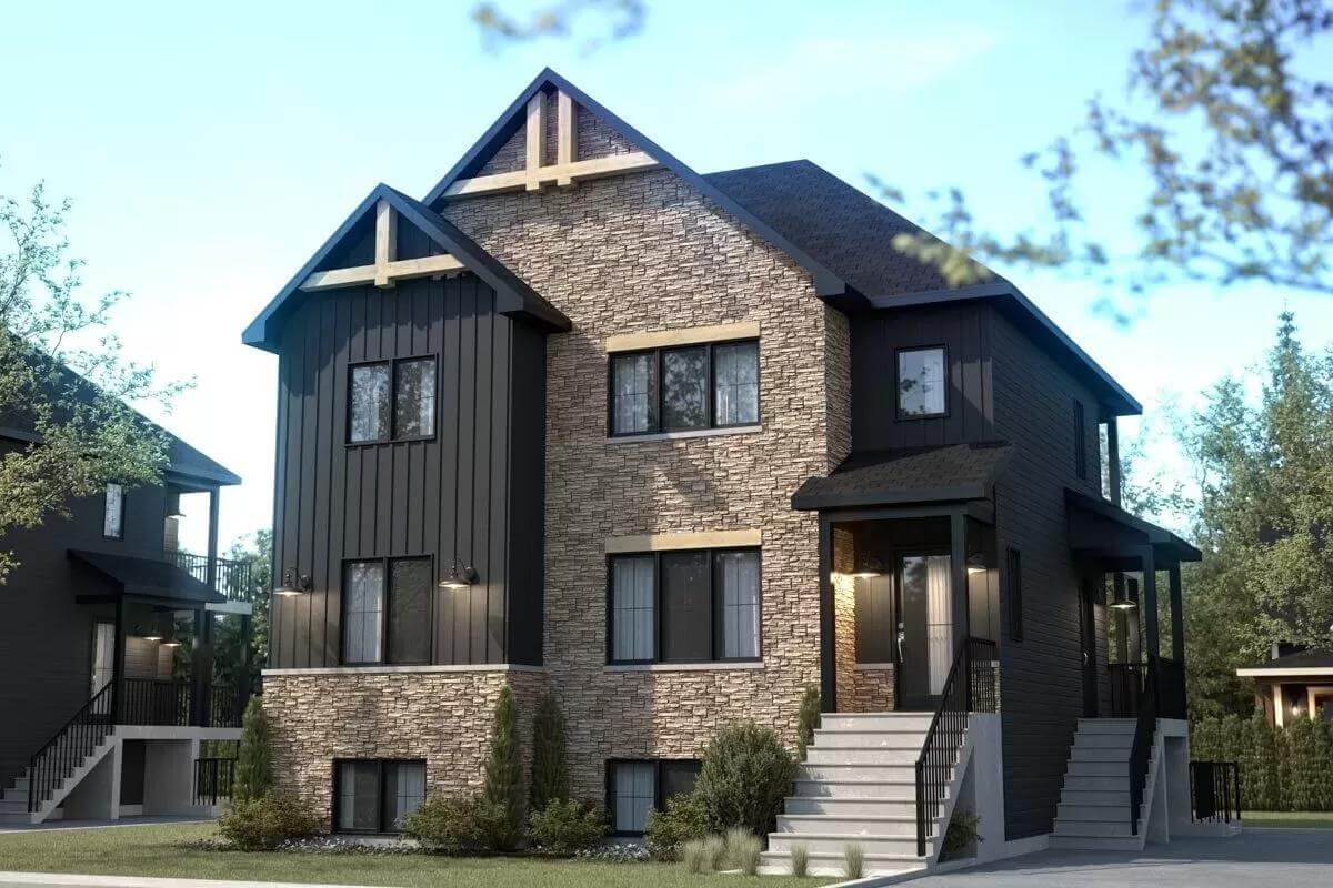 Traditional Style Triplex with 3 Full Floor 2-Bed Units and Open-Concept Living (Floor Plan)
