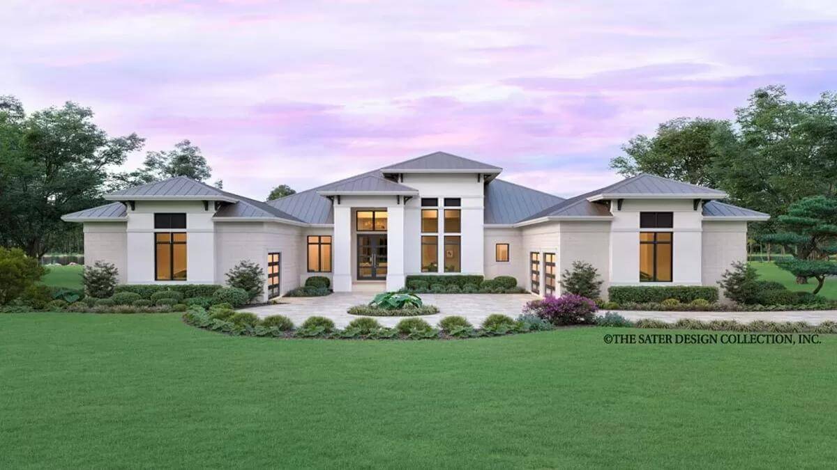 Transitional Style 4-Bedroom Home with Covered Patio and Cabana (Floor Plan)