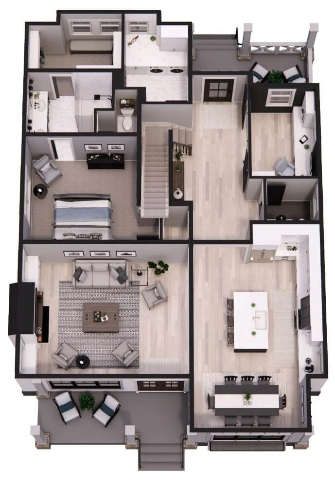 3D main level floor plan