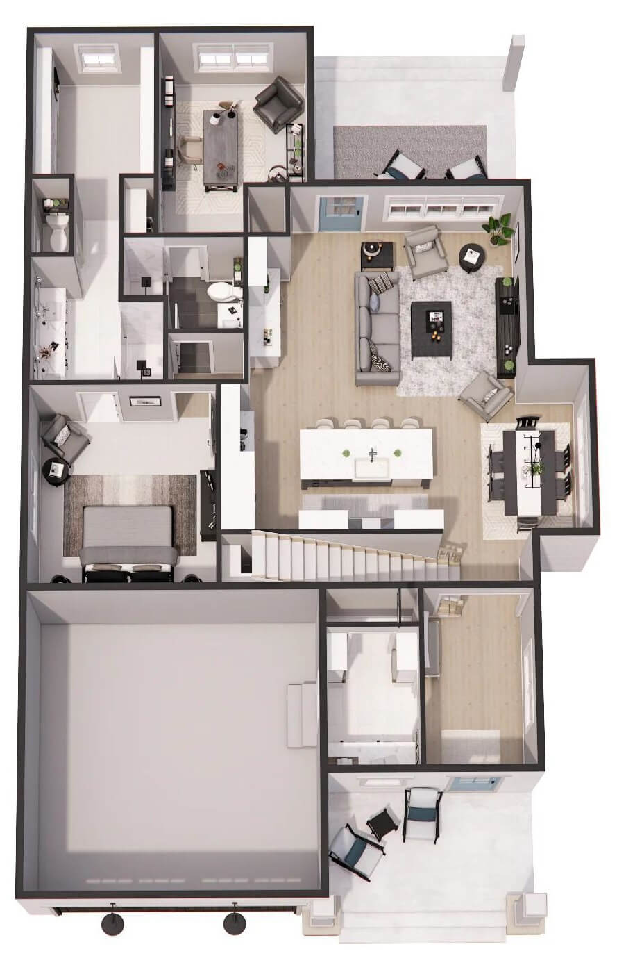 3D main level floor plan
