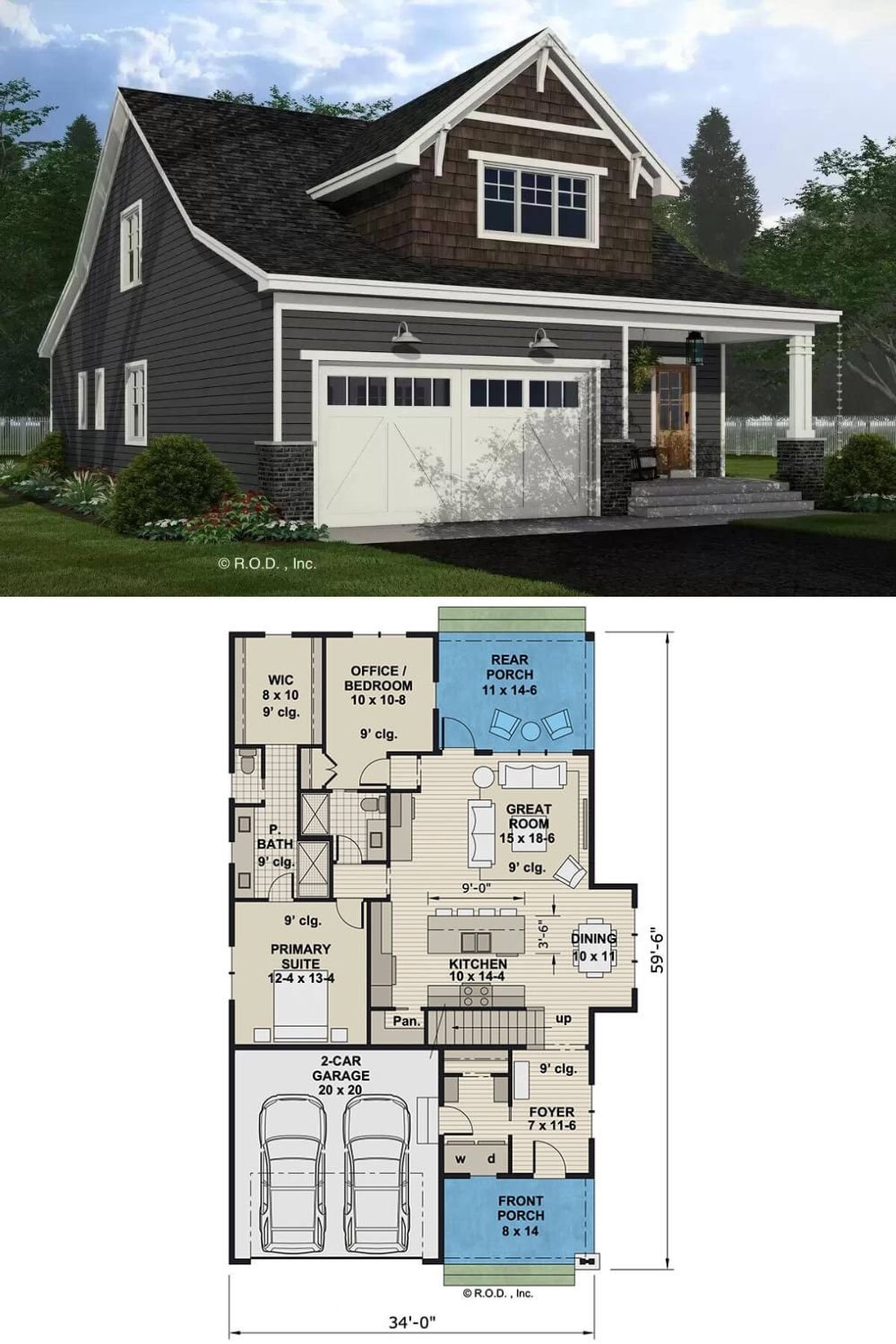 This 4-bedroom home radiates craftsman charm with its dark clapboard siding, a large gable dormer accented by cedar shakes, and a welcoming front porch supported by brick-base pillars. The home also features a double front-facing garage with convenient access via the laundry room.