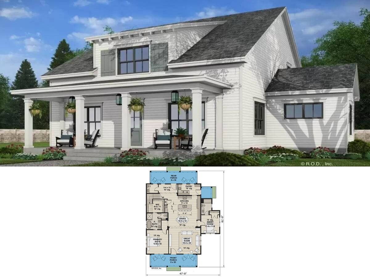 4-Bedroom Modern Farmhouse with Loft and Future Bonus Room (Floor Plan)