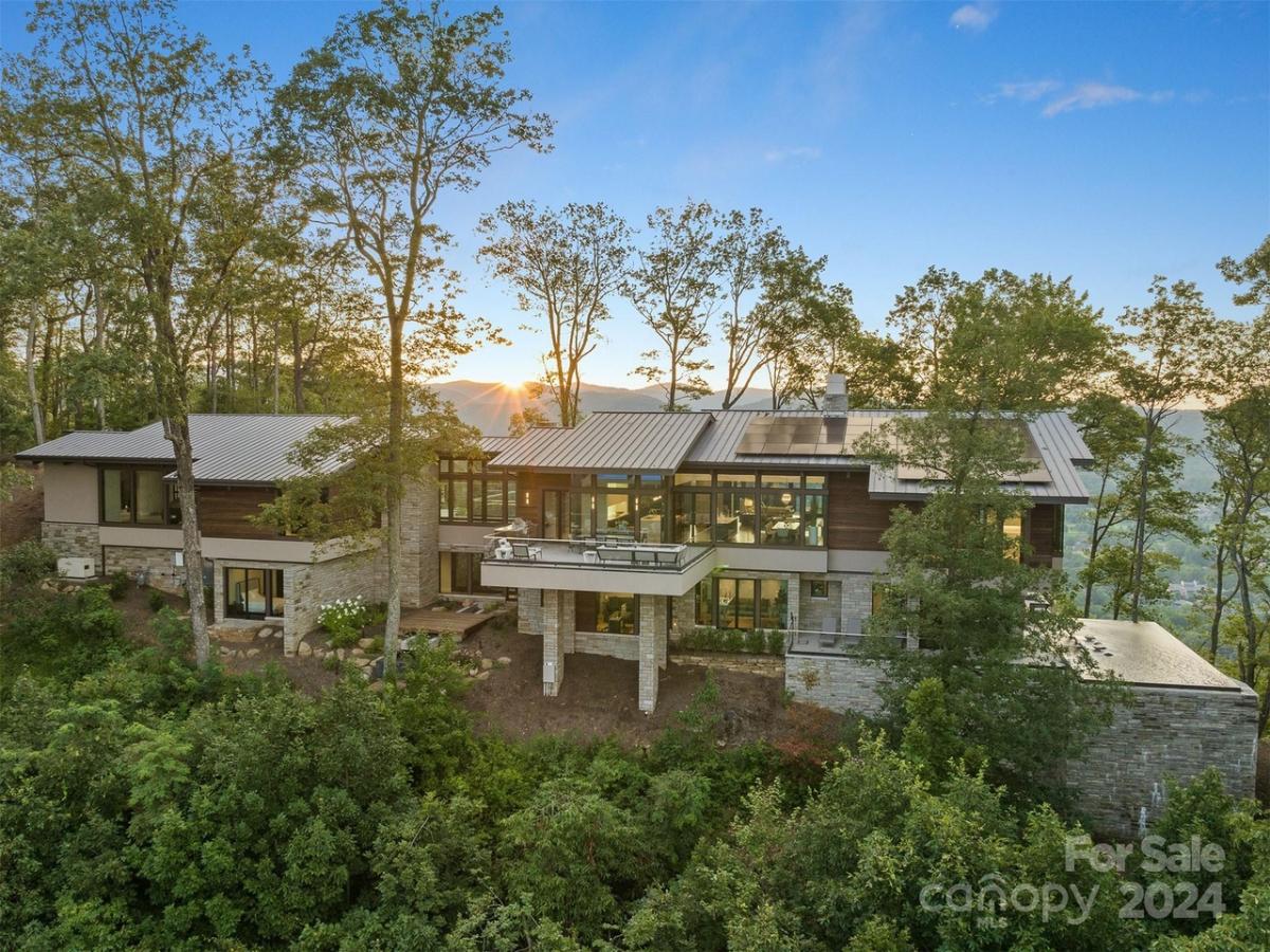 Aerial rear view of the mansion.