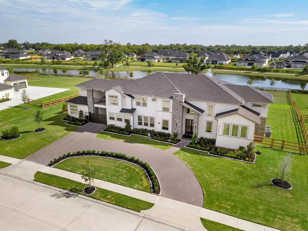 Aerial front view of the mansion.