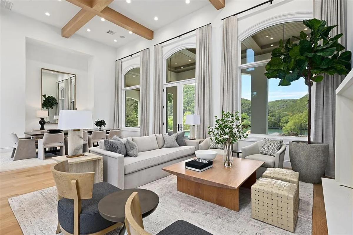 Living room with hardwood flooring.