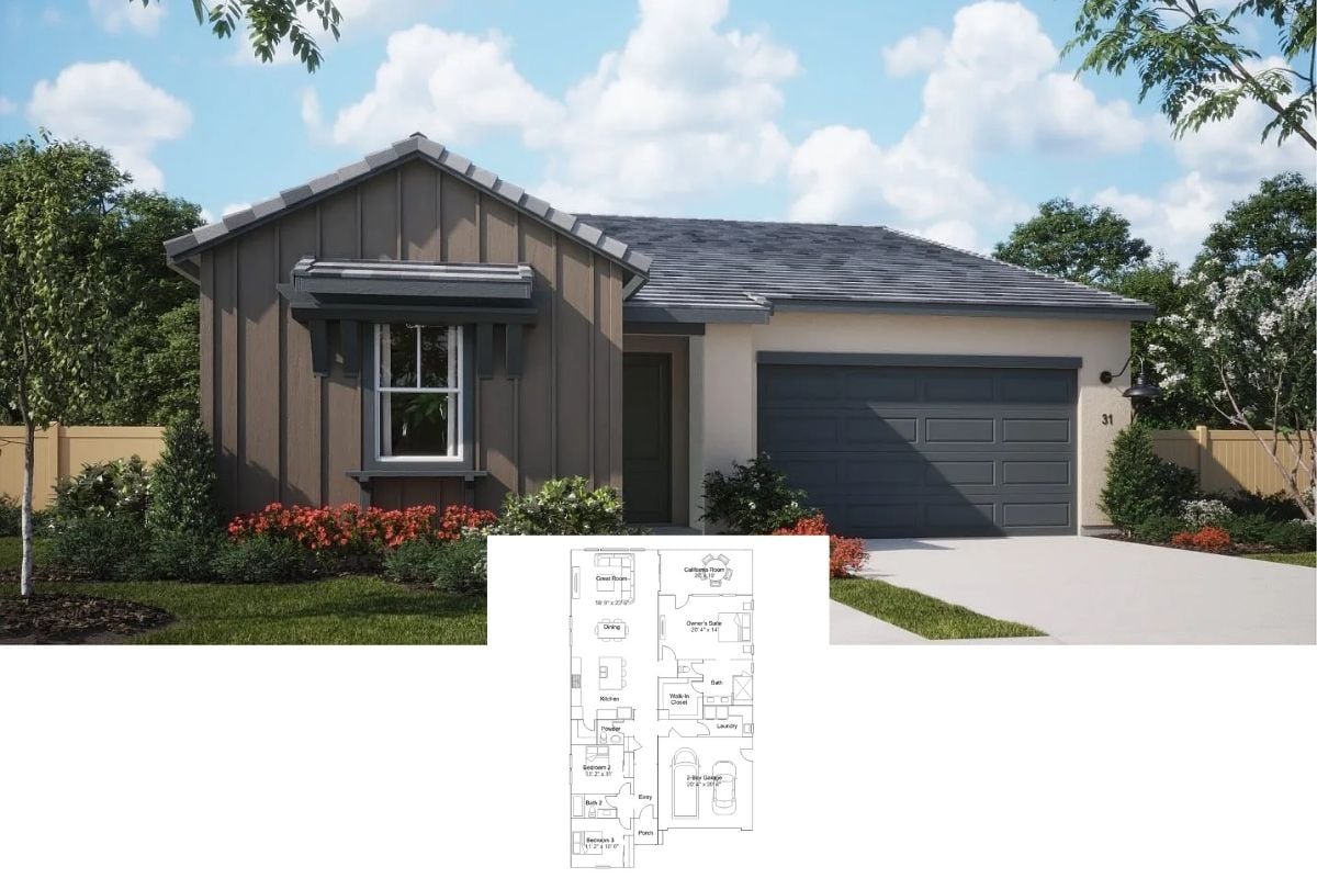3-Bedroom Single Family Home with Two-Car Garage (1,945 Sq. Ft. Floor Plan)